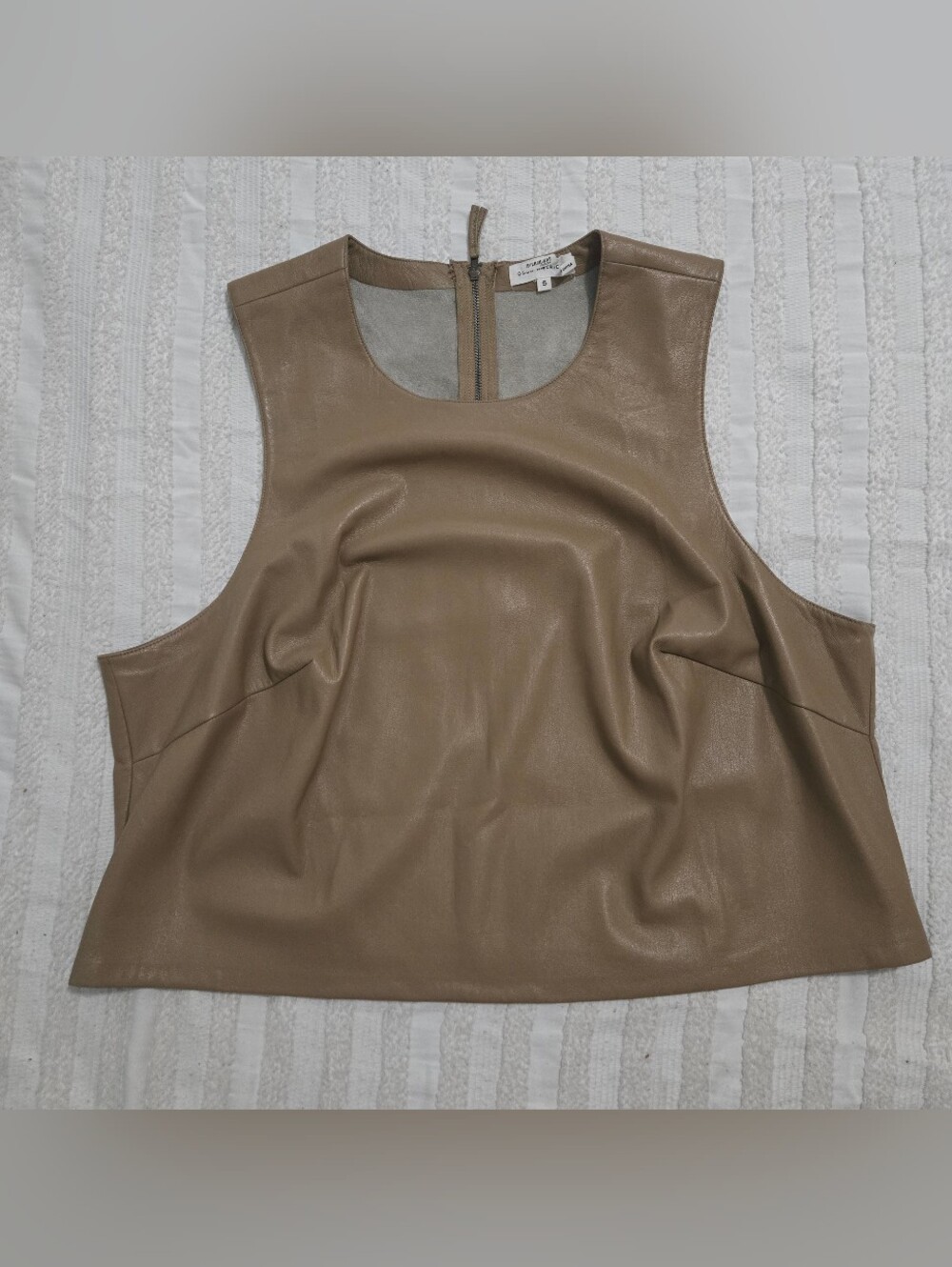 Good American - Better Than Leather Faux Leather Crop Tank - Camel